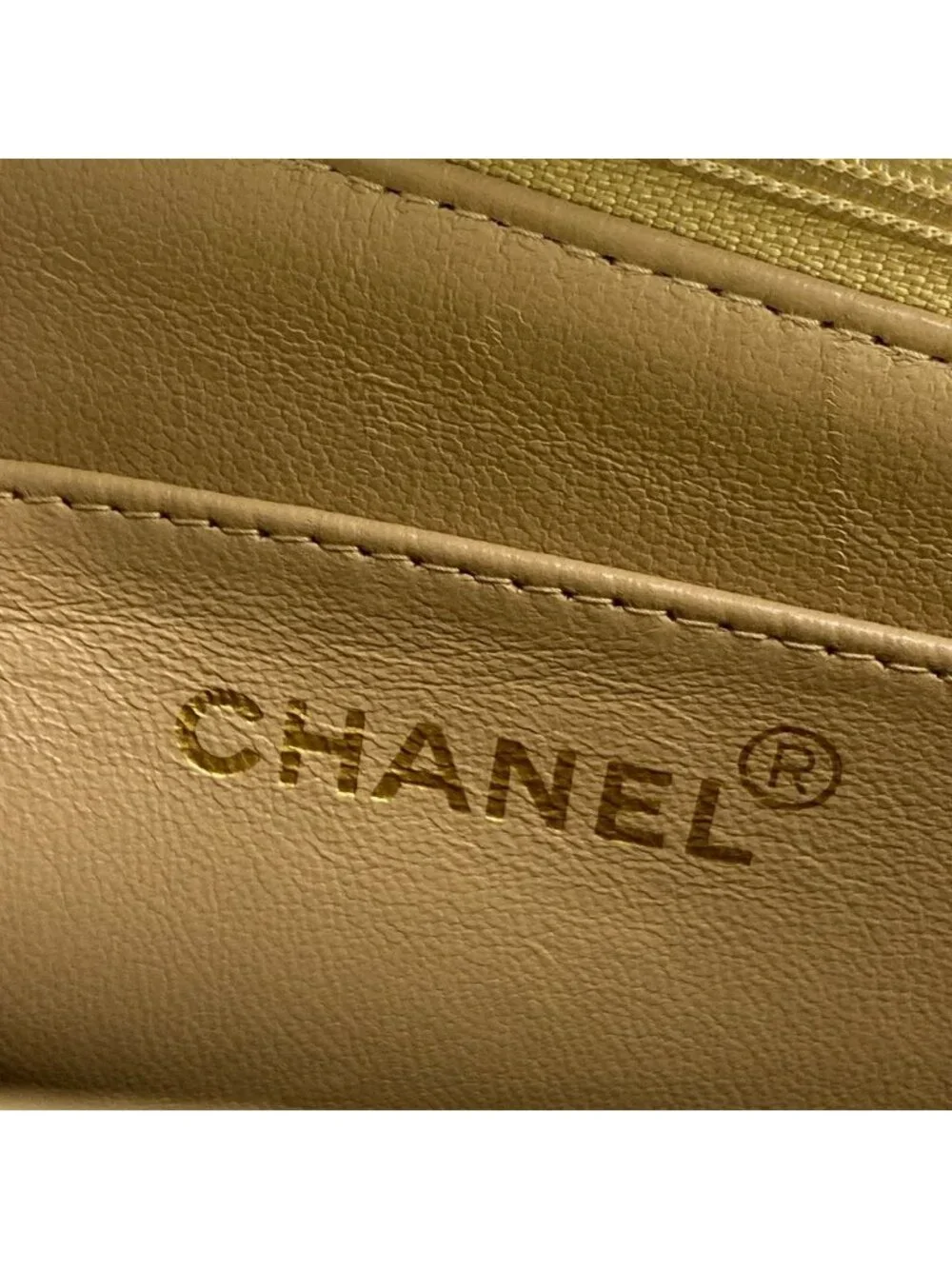 Chanel Shoulder Bag Quilted Beige Gold Chain Jumbo CC Logo